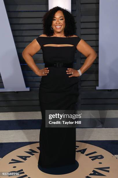 Shonda Rimes attends the 2018 Vanity Fair Oscar Party hosted by Radhika Jones at the Wallis Annenberg Center for the Performing Arts on March 4, 2018...