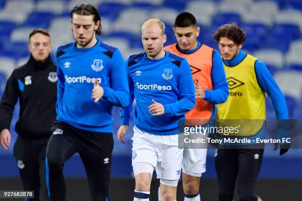Davy Klaassen of Everton before the Premier League 2 match between Everton U23 and Swansea City U23 at Goodison Park on March 5, 2018 in Liverpool,...