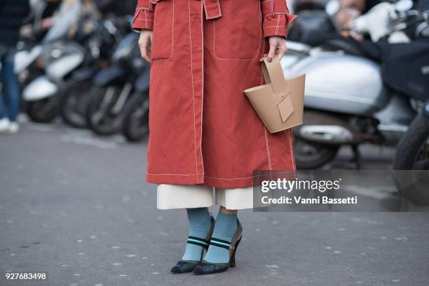 Deborah Reyner Sebag poses after the Giambattista Valli show at the Palais de Tokyo during Paris Fashion Week Womenswear FW 18/19 on March 5, 2018 in...