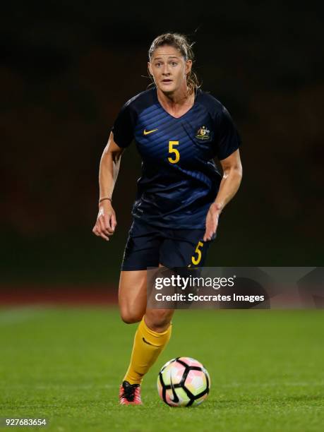 Laura Alleway of Australia Women during the Algarve Cup Women match between Australia v China PR at the Estádio Municipal de Albufeira on March 5,...