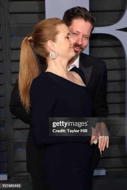 Darren Le Gallo and Amy Adams attend the 2018 Vanity Fair Oscar Party hosted by Radhika Jones at the Wallis Annenberg Center for the Performing Arts...