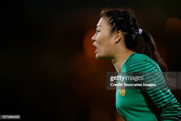 Wang Fei of China Women during the Algarve Cup Women match between Australia v China PR at the Estádio Municipal de Albufeira on March 5, 2018 in...