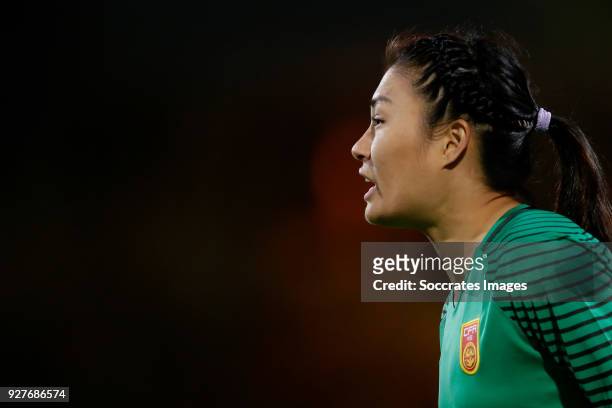 Wang Fei of China Women during the Algarve Cup Women match between Australia v China PR at the Estádio Municipal de Albufeira on March 5, 2018 in...