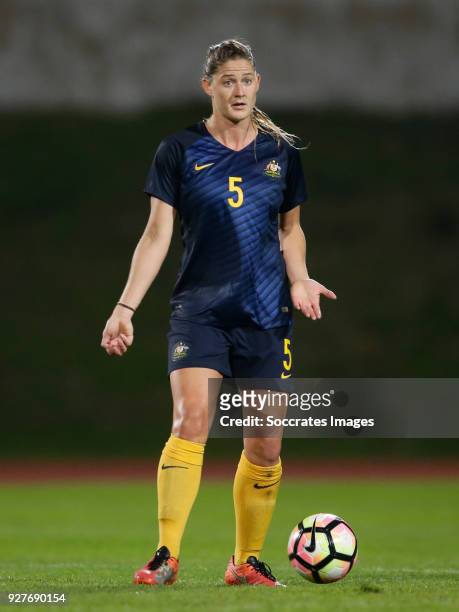 Laura Alleway of Australia Women during the Algarve Cup Women match between Australia v China PR at the Estádio Municipal de Albufeira on March 5,...