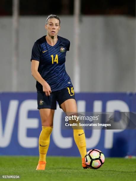 Alanna Kennedy of Australia Women during the Algarve Cup Women match between Australia v China PR at the Estádio Municipal de Albufeira on March 5,...