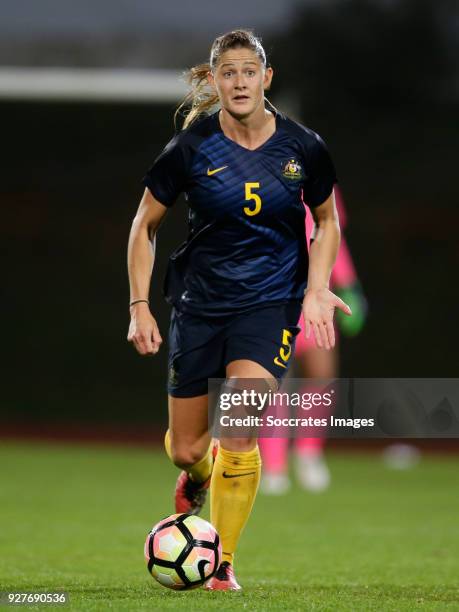 Laura Alleway of Australia Women during the Algarve Cup Women match between Australia v China PR at the Estádio Municipal de Albufeira on March 5,...