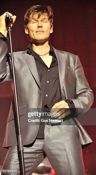 Morten Harket of a-ha performs on stage at O2 Arena on November 4, 2009 in London, England.