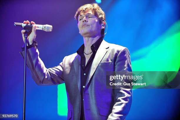 Morten Harket of a-ha performs on stage at O2 Arena on November 4, 2009 in London, England.