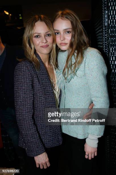 Vanessa Paradis and her daughter Lily-Rose Depp attend the "Chien" Paris Premiere at Mk2 Bibliotheque on March 5, 2018 in Paris, France.