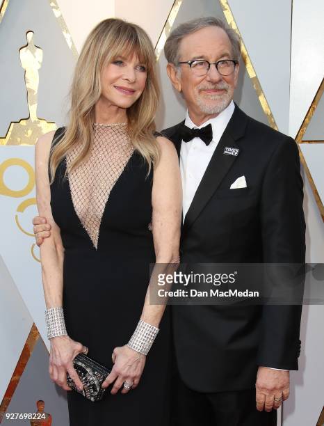 Actor Cate Capshaw and director Steven Spielberg attend the 90th Annual Academy Awards at Hollywood & Highland Center on March 4, 2018 in Hollywood,...