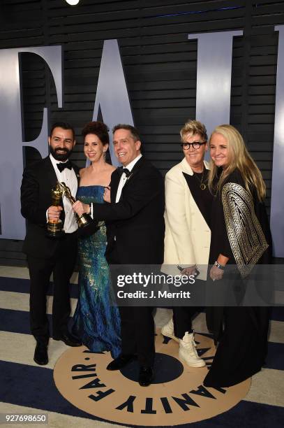 Adrian Molina, Laura Century, Lee Unkrich, Kori Rae and Darla K. Anderson attends the 2018 Vanity Fair Oscar Party hosted by Radhika Jones at the...