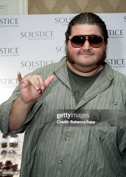 Actor Jorge Garcia poses in Carrera Safari sunglasses at the Solstice Sunglass Boutique/Safilo USA booth during the HBO Luxury Lounge in honor of the...