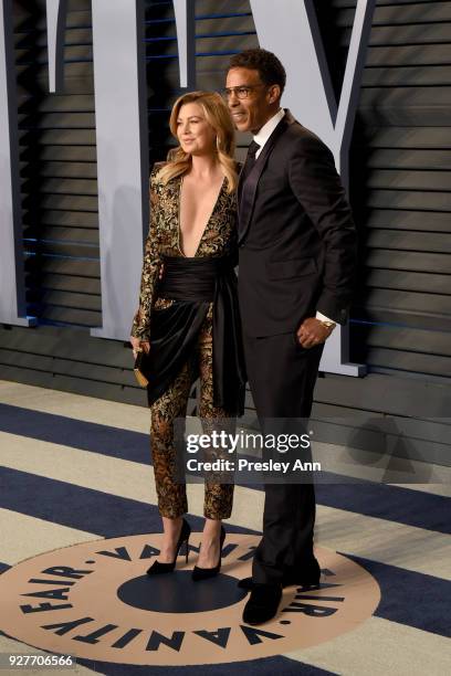 Ellen Pompeo and Chris Ivery attend the 2018 Vanity Fair Oscar Party Hosted By Radhika Jones - Arrivals at Wallis Annenberg Center for the Performing...