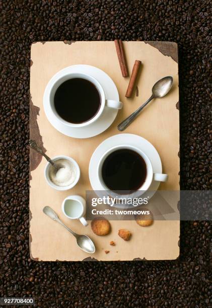 espresso black coffee drink still life. - sugary coffee drink stock pictures, royalty-free photos & images