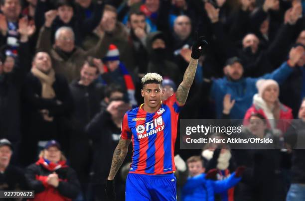 Patrick van Aanholt of Crystal Palace celebrates scoring their 2nd goal during the Premier League match between Crystal Palace and Manchester United...