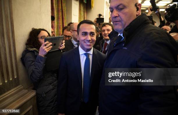 Luigi Di Maio, leader of 5-Star Movement , takes part at the press conference after the Italian general election on March 5, 2018 in Rome, Italy....