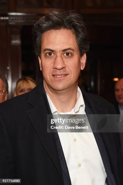 Ed Miliband attends the press night after party for "The Best Man" at The Royal Horseguards Hotel on March 5, 2018 in London, England.