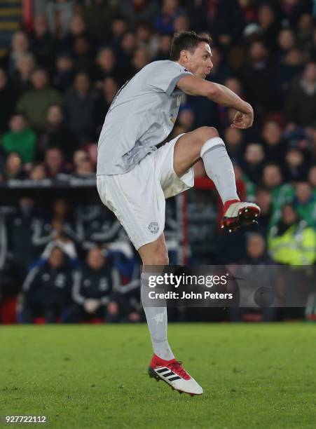 Nemanja Matic of Manchester United scores their third goal during the Premier League match between Crystal Palace and Manchester United at Selhurst...