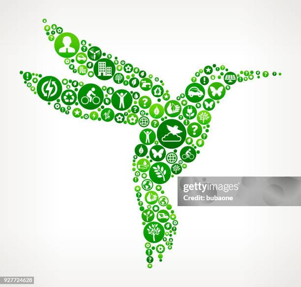 hummingbird nature and environmental conservation icon pattern - man in tiny car stock illustrations