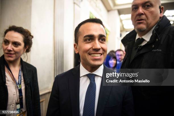 Luigi Di Maio, leader of 5-Star Movement , attends a press conference after the Italian general election on March 5, 2018 in Rome, Italy. Provisional...