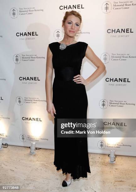 Actress Blake Lively attends CHANEL's "Fete d'Hiver" benefit for the Memorial Sloan-Kettering Cancer Center at the Four Seasons Restaurant on...