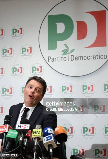 Matteo Renzi resigned as leader of the Democratic Party during a press conference at the PD headquarter on March 5, 2018 in Rome, Italy. Provisional...