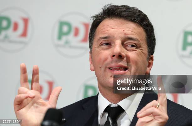 Matteo Renzi resigned as leader of the Democratic Party during a press conference at the PD headquarter on March 5, 2018 in Rome, Italy. Provisional...