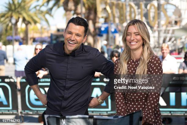 Mark Wright and Renee Bargh visit "Extra" at Universal Studios Hollywood on March 5, 2018 in Universal City, California.
