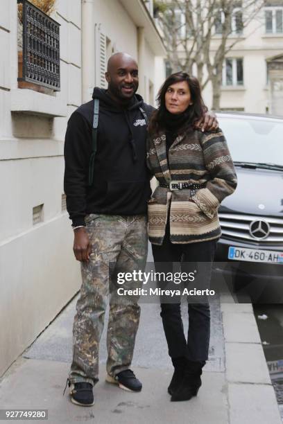 Fashion designer of OFF-WHITE, Virgil Abloh and editor-in-chief of Vogue Paris, Emmanuelle Alt seen during Paris Fashion Week Womenswear Fall/Winter...
