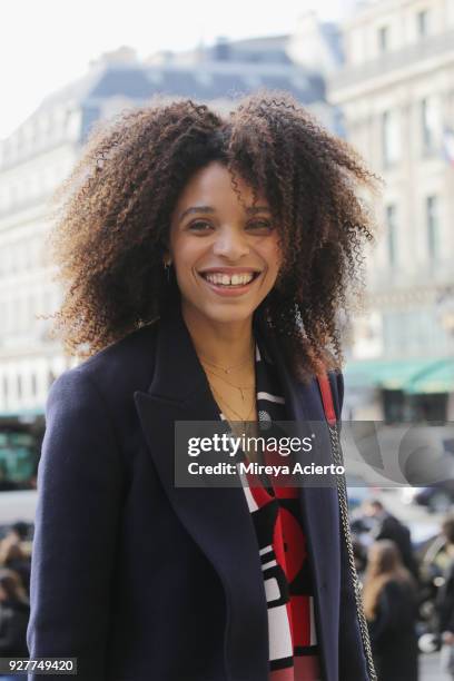 Actress Stefi Celma seen during Paris Fashion Week Womenswear Fall/Winter 2018/2019 on March 5, 2018 in Paris, France.