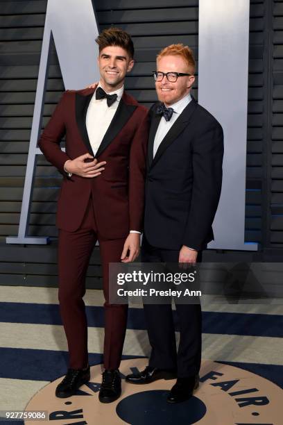 Justin Mikita and Jesse Tyler Ferguson attends the 2018 Vanity Fair Oscar Party Hosted By Radhika Jones - Arrivals at Wallis Annenberg Center for the...