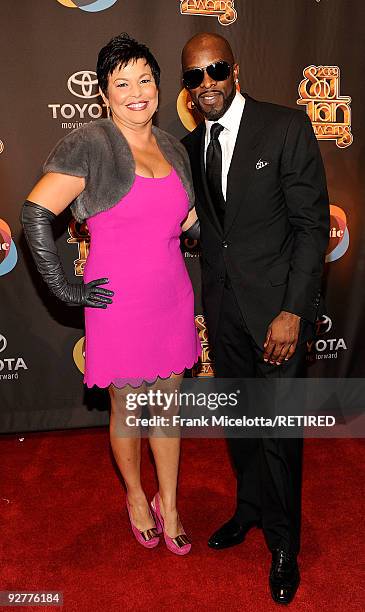 Singer Joe and BET Chairman and CEO Debra Lee arrive at the 2009 Soul Train Awards at the Georgia World Congress Center in Atlanta, Georgia on...