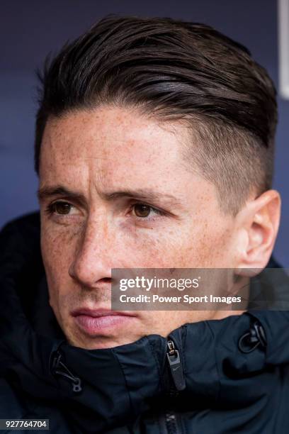 Fernando Jose Torres Sanz of Atletico de Madrid reacts prior to the La Liga 2017-18 match between Atletico de Madrid and Athletic de Bilbao at Wanda...