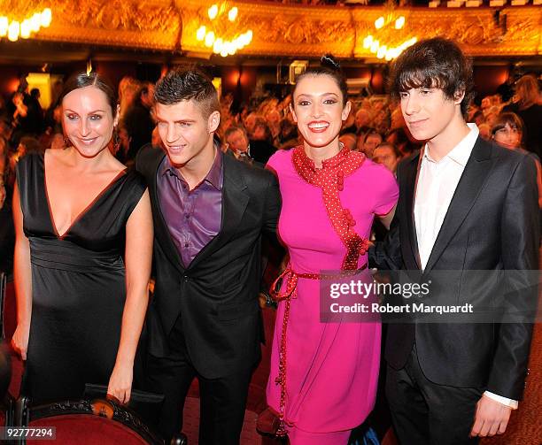 Ana Milan, and Blanca Romero flanked by their co-cast of 'Fisica o Quimica' attend the 2009 Onda Awards held in the Theater Liceu on November 4, 2009...