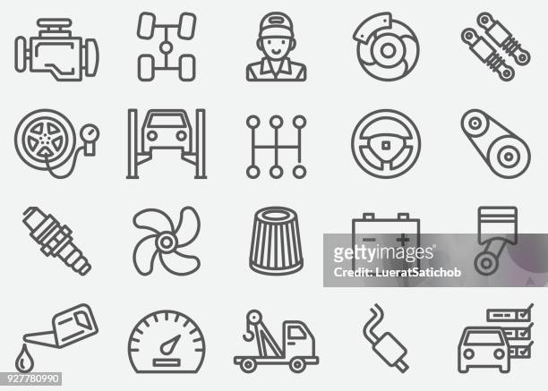car services line icons - machine part stock illustrations
