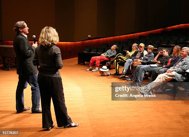 Filmmaker Mark Herzog during a Q&A session following the screening of his film 'David McCullough: Painting with Words' at the Linwood Dunn Theater on...