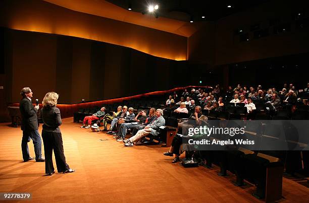 Filmmaker Mark Herzog speaks during a Q&A session following the screening of his film 'David McCullough: Painting with Words' at the Linwood Dunn...