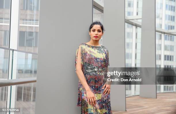 Freida Pinto poses during the Veuve Clicquot New Generation Award on March 6, 2018 in Sydney, Australia.