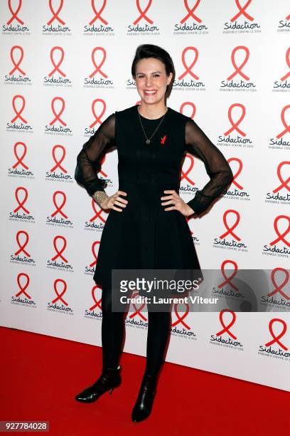 Presenter Emilie Besse attends "Sidaction 2018" Launch at Musee du Quai Branly on March 5, 2018 in Paris, France.