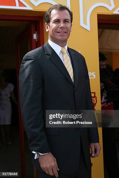 Wayne Carey poses at the Emirates Marquee during Crown Oaks Day as part of the 2009 Melbourne Cup Carnival at Flemington Race Course on November 5,...