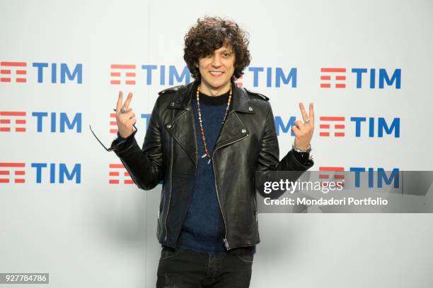 Italian singer Ermal Meta at 68th Festival di Sanremo press room. Sanremo, February 8th 2018