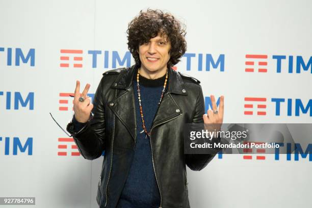 Italian singer Ermal Meta at 68th Festival di Sanremo press room. Sanremo, February 8th 2018
