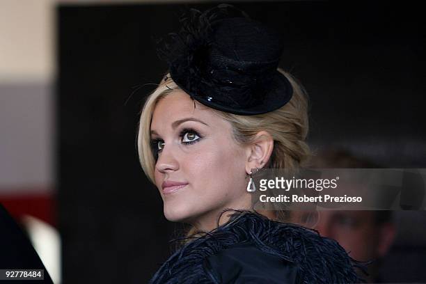 Ashley Roberts poses at the Lavazza Marquee during Crown Oaks Day as part of the 2009 Melbourne Cup Carnival at Flemington Race Course on November 5,...