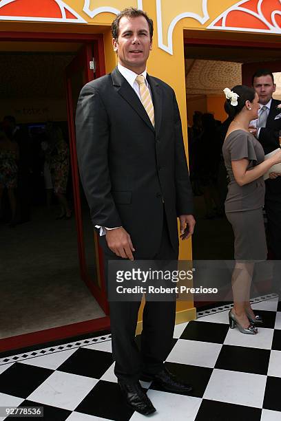 Wayne Carey poses at the Emirates Marquee during Crown Oaks Day as part of the 2009 Melbourne Cup Carnival at Flemington Race Course on November 5,...