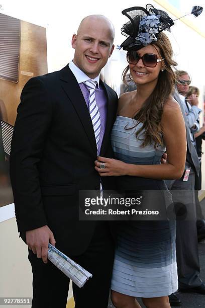 Gary Ablett Jr and Lauren Phillips pose during Crown Oaks Day as part of the 2009 Melbourne Cup Carnival at Flemington Race Course on November 5,...