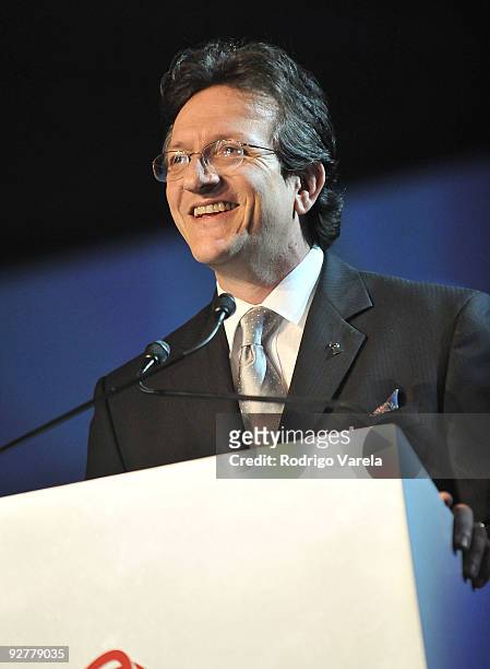 President of the Latin Recording Academy Gabriel Abaroa speaksvonstage at the 2009 Person Of The Year Honoring Juan Gabriel at Mandalay Bay Events...