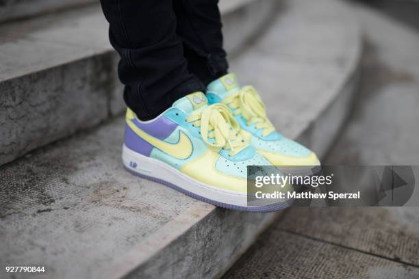 Chris Lavish is seen on the street attending Shiatzy Chen during Paris Women's Fashion Week A/W 2018 wearing a colorful floral blazer with pastel...