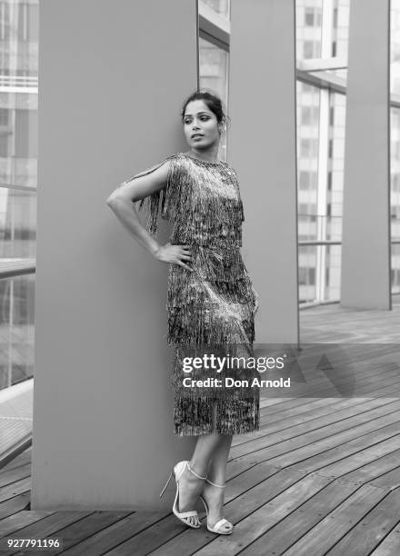 Freida Pinto poses during the Veuve Clicquot New Generation Award on March 6, 2018 in Sydney, Australia.