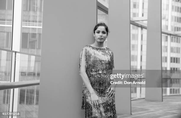 Freida Pinto poses during the Veuve Clicquot New Generation Award on March 6, 2018 in Sydney, Australia.