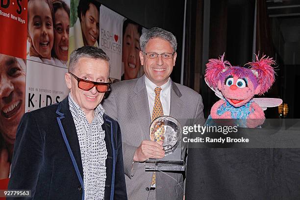 Barney's NY Creative Direcor Simon Doonan, CEO of the sesame Workshop Gary Knell and Sesame Street Muppet Abby Cadabby attends the 2009 KIDS/Fashion...